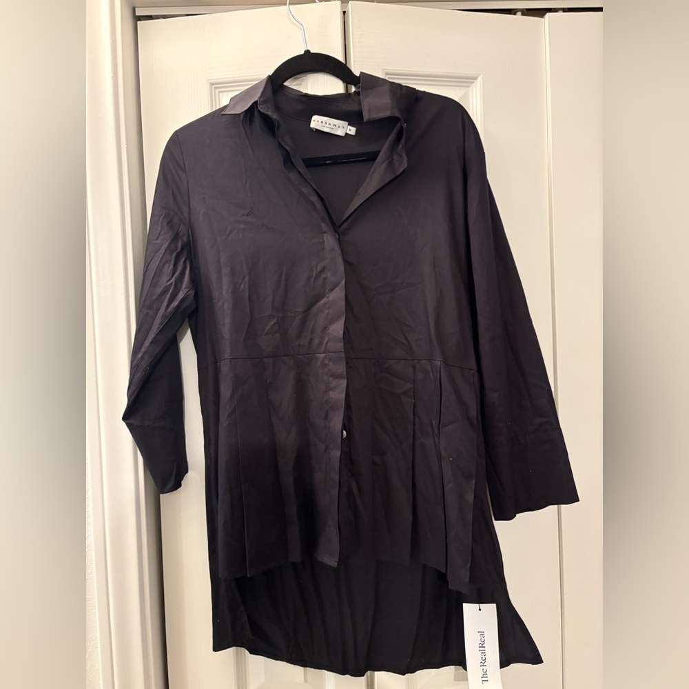 Harshman Pleated Button Up Blouse Medium